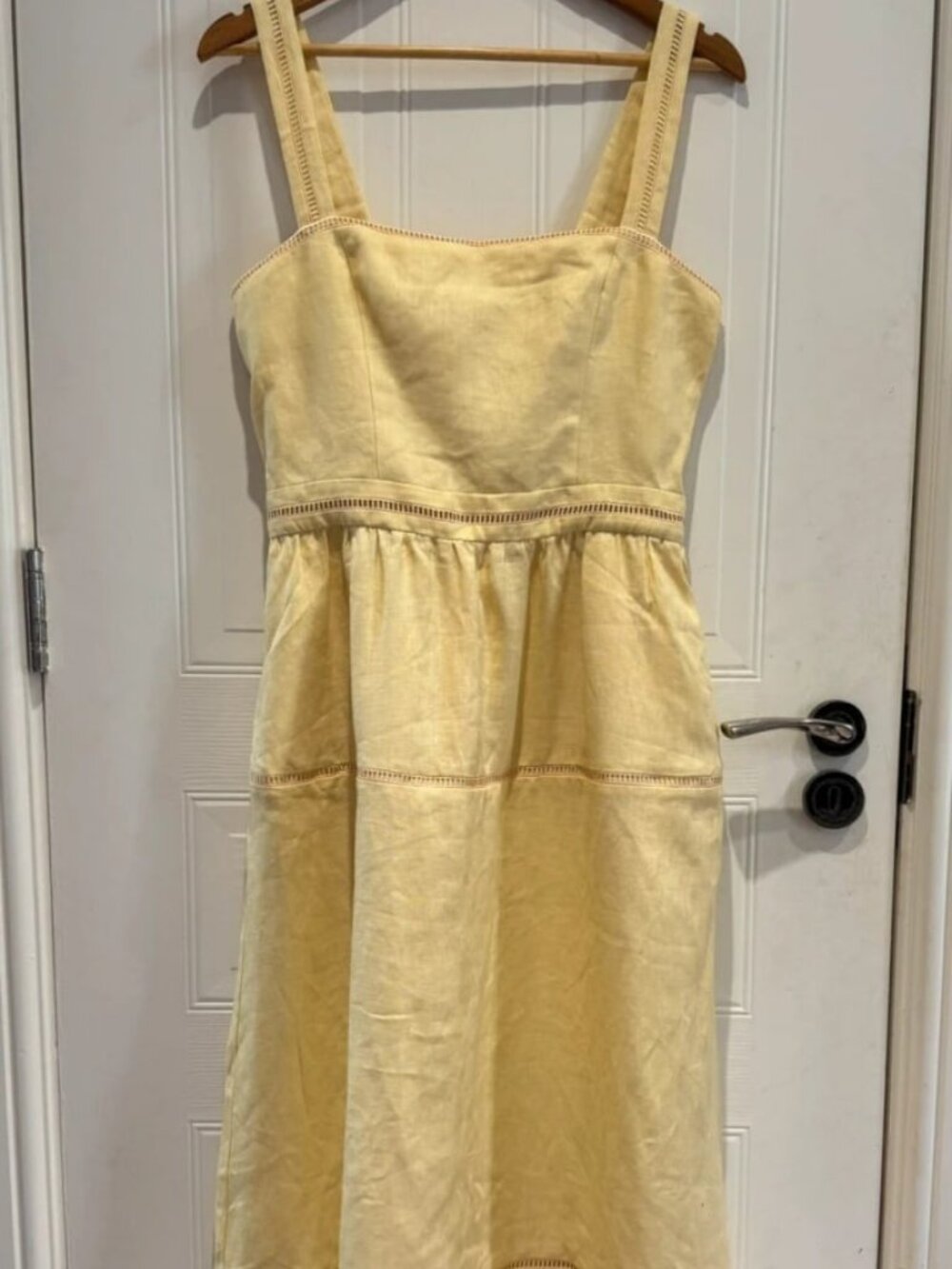 Reformation Everett Linen Dress Yellow US 10